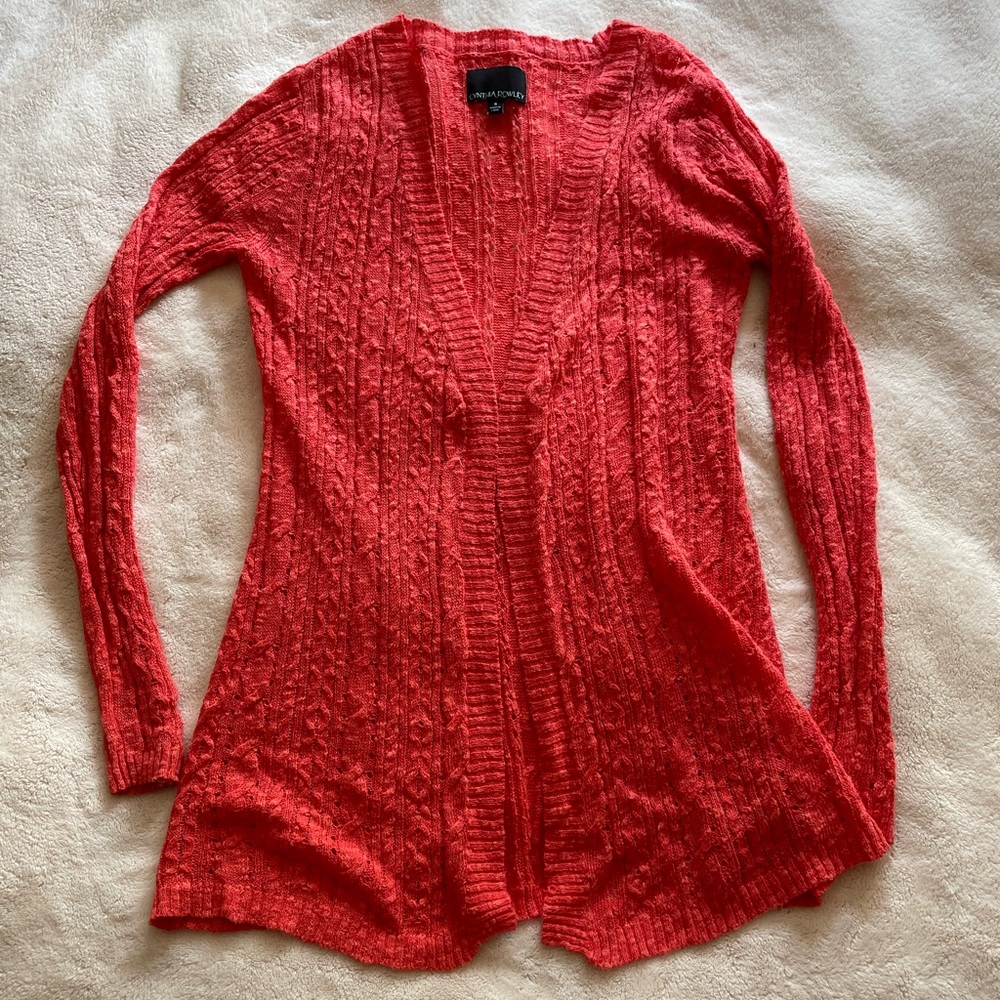 Cynthia Rowley Women’s Coral Linen Cotton Cardigan Size Small